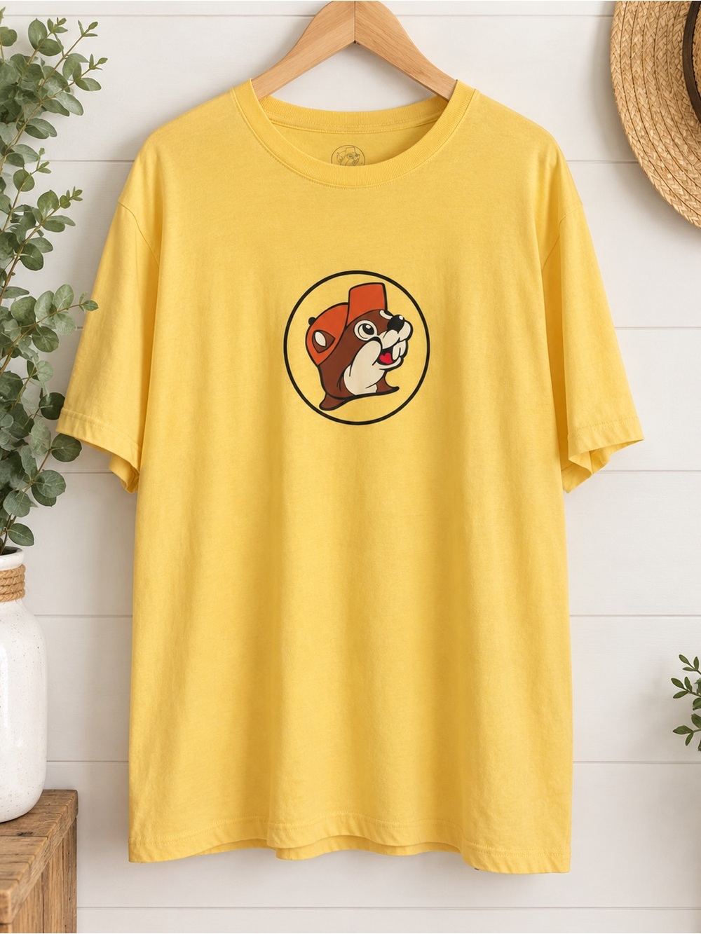Butter Yellow Short Sleeve Graphic Tee with Buc-ee’s Logo
